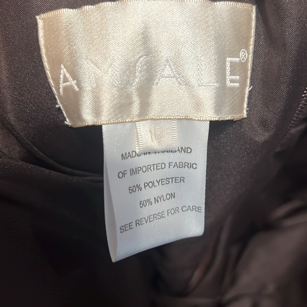 Amsale Size 8 Chocolate Brown Satin Evening Gown – Bow Waist Formal Dress - Picture 5 of 8